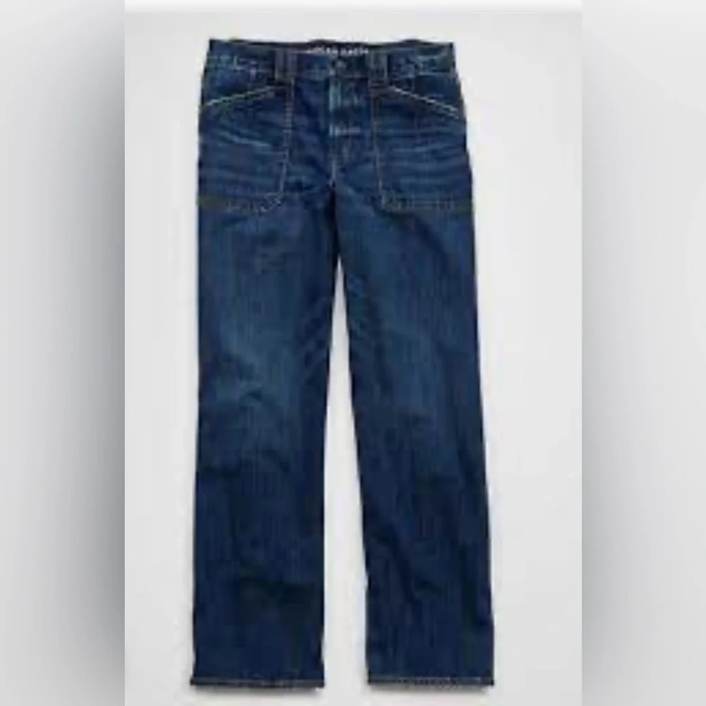 American Eagle NWT Stovepipe Dark Wash Denim Jeans SZ 18 R - Picture 3 of 11